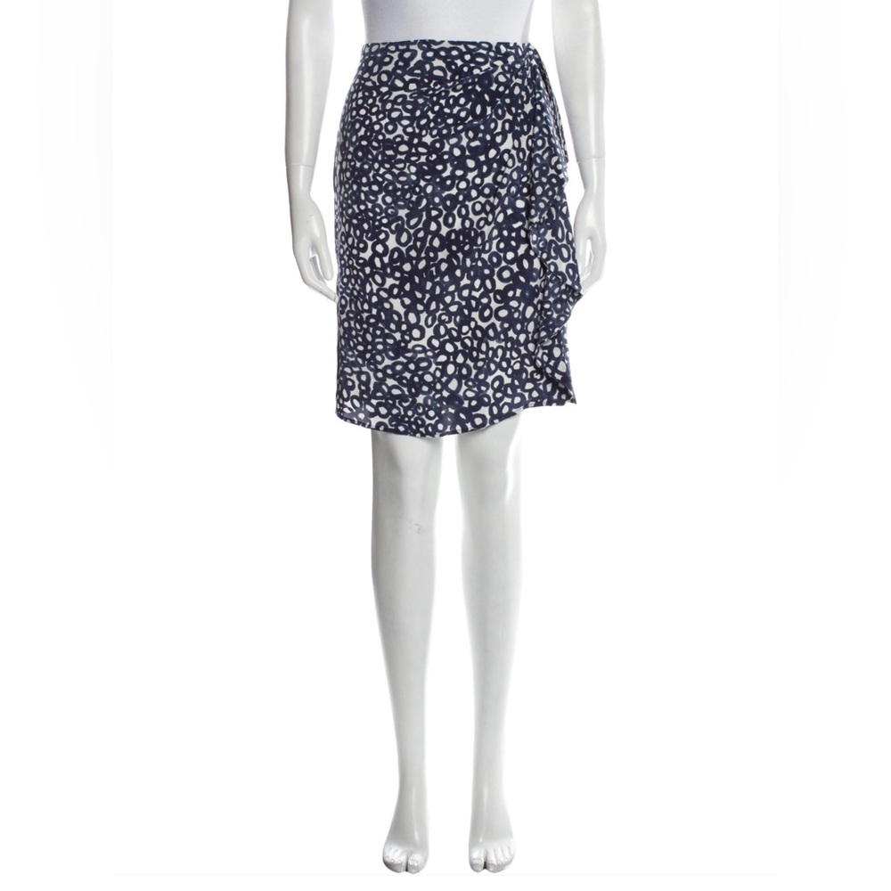 Max‎ Mara Silk Pencil Skirt With Side Ruffle Geometric Career Wear Cocktail